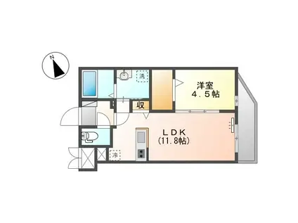 ソレイユ大西(1LDK/1階)の間取り写真