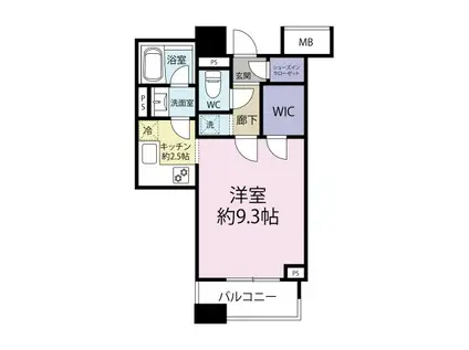 アトラス白山(1K/10階)の間取り写真