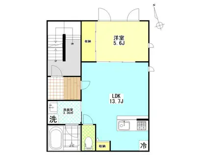 SGクレスト門前仲町(1LDK/4階)の間取り写真