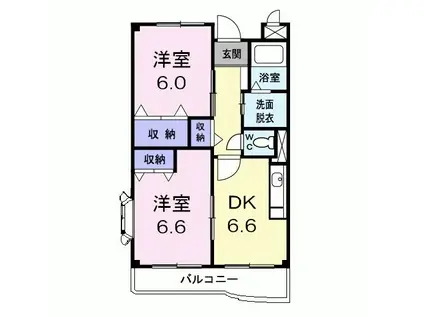 アビタシオン瀬崎(2DK/2階)の間取り写真