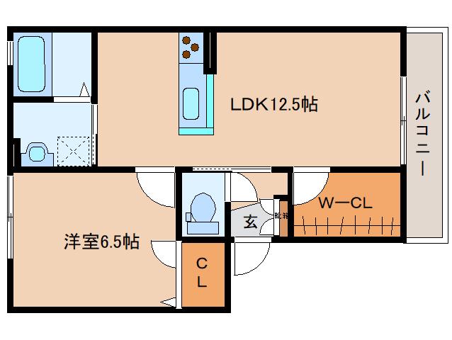 グリーンメゾン菰川C棟(1LDK/1階)の間取り写真