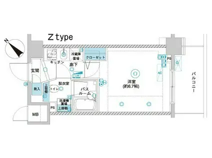 フェニックス横濱BAYGAIA(1K/10階)の間取り写真