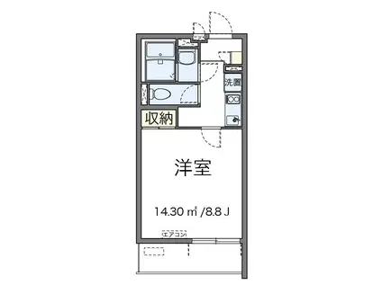 グラシアスツー(1K/1階)の間取り写真