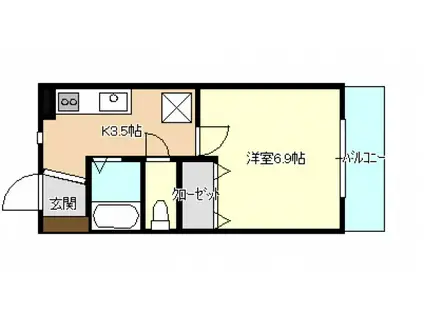 ドミール・エヌ(1K/3階)の間取り写真