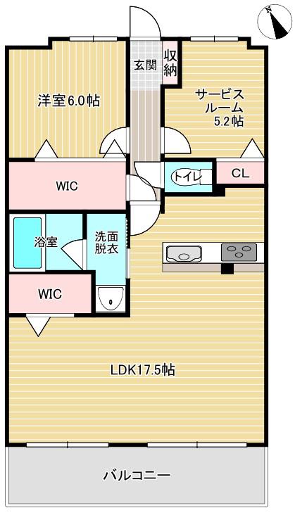 ペルシュ城山(2LDK/9階)の間取り写真