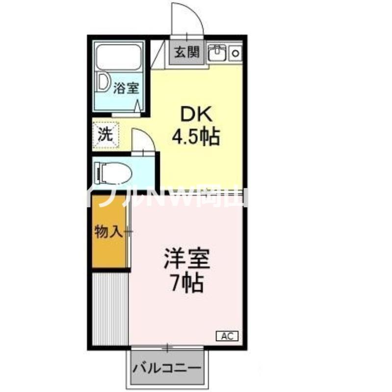 エルマンション(1DK/2階)の間取り写真