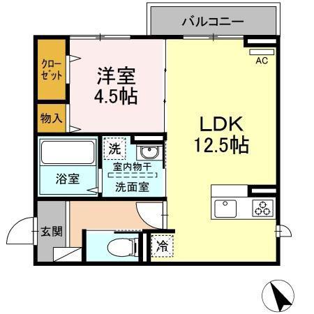 CASAニックスII(1LDK/2階)の間取り写真