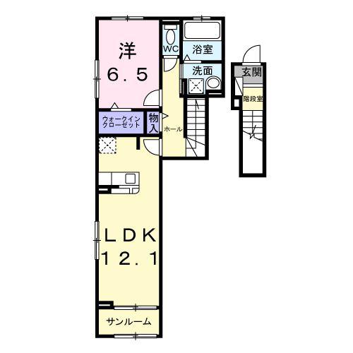エリオス(1LDK/2階)の間取り写真