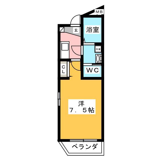 SUNNY HILLS B棟(1K/2階)の間取り写真
