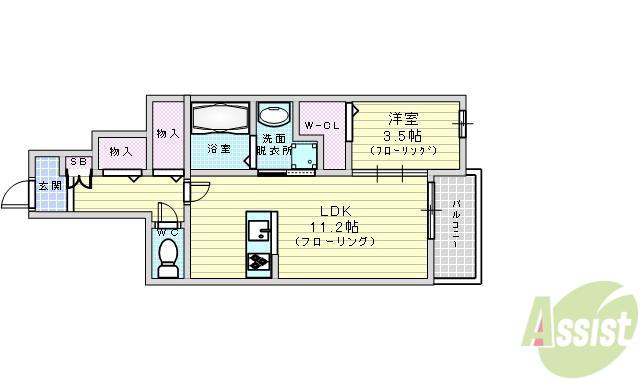メゾン大島4(1LDK/1階)の間取り写真