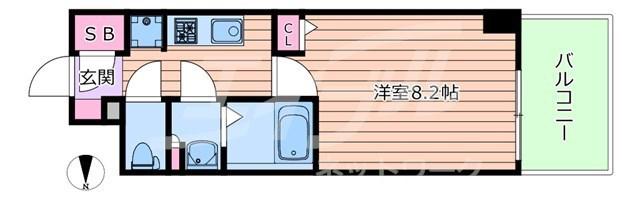 TOPAZ江坂(1K/8階)の間取り写真