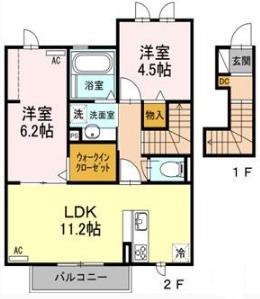 メゾン楓Ⅲ(2LDK/2階)の間取り写真