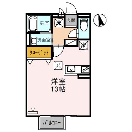 クローバー(ワンルーム/1階)の間取り写真