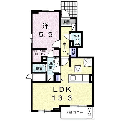 クオーレ II(1LDK/1階)の間取り写真