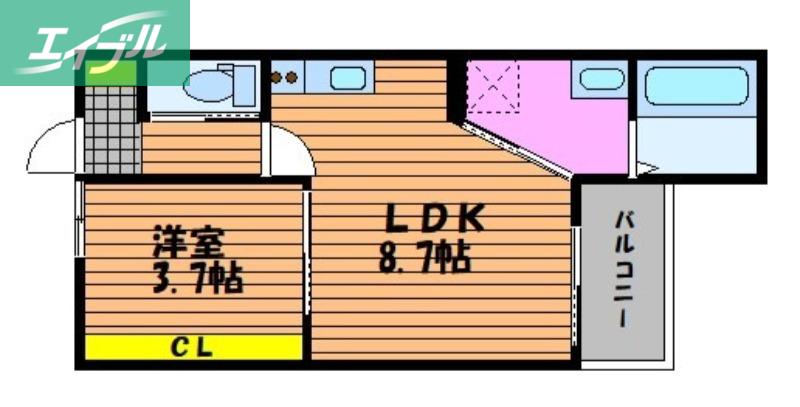LIEN国富(1LDK/2階)の間取り写真