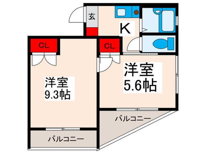第五フジマツビル(2K/1階)の間取り写真
