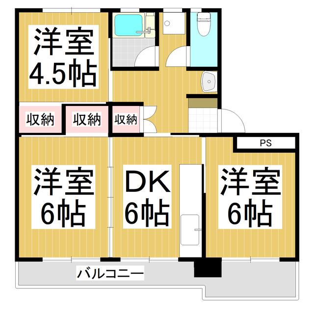 キャピタル長野(3DK/2階)の間取り写真