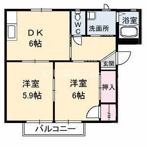 フォーレス西ケ丘(2DK/2階)の間取り写真