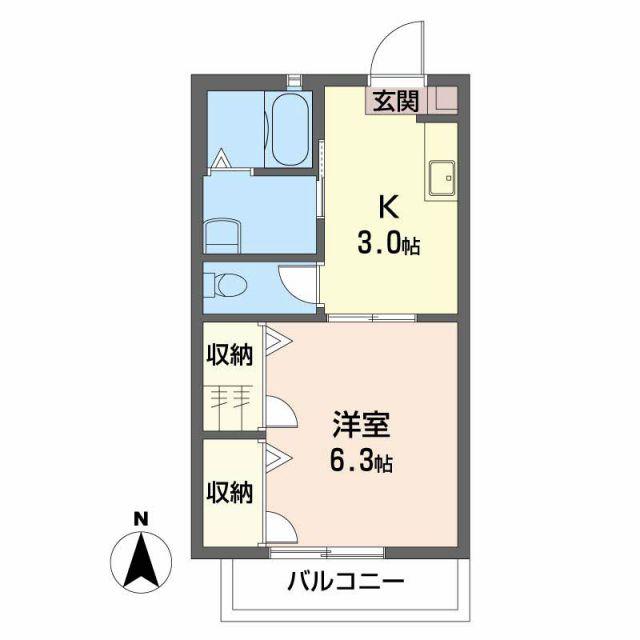 シャーメゾン新湯野(1K/2階)の間取り写真