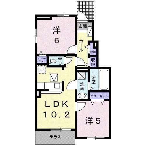 富士見レジデンス2(2LDK/1階)の間取り写真