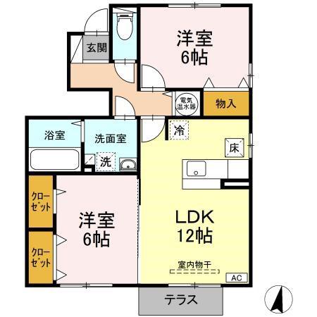 グランフォート(2LDK/1階)の間取り写真