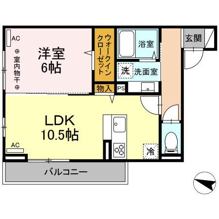 ハイクレア篠崎(1LDK/3階)の間取り写真