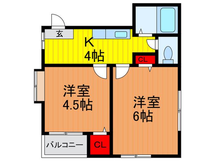 アビタシオン大島(2K/4階)の間取り写真