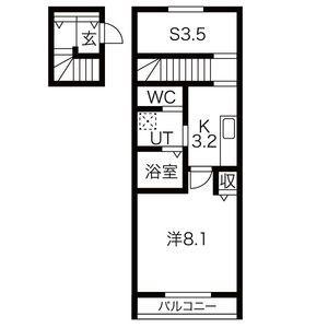 グランドゥールIII(1SK/2階)の間取り写真