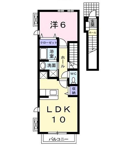 ヴィラ・ジャスティスⅢ(1LDK/2階)の間取り写真