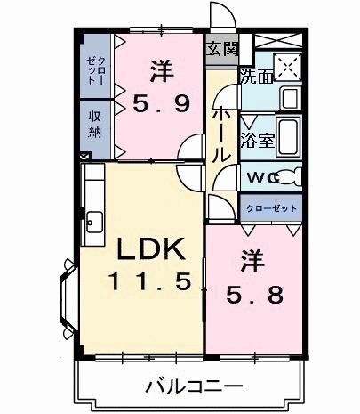 ビューライフ長畑(2LDK/3階)の間取り写真