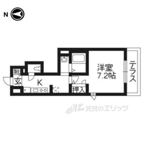 エトワール紫竹3(1K/1階)の間取り写真