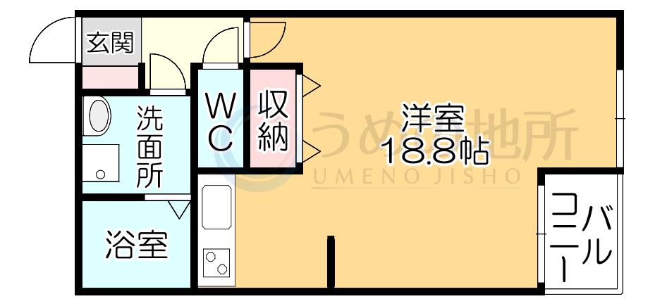 レアルグレイス A棟(ワンルーム/1階)の間取り写真