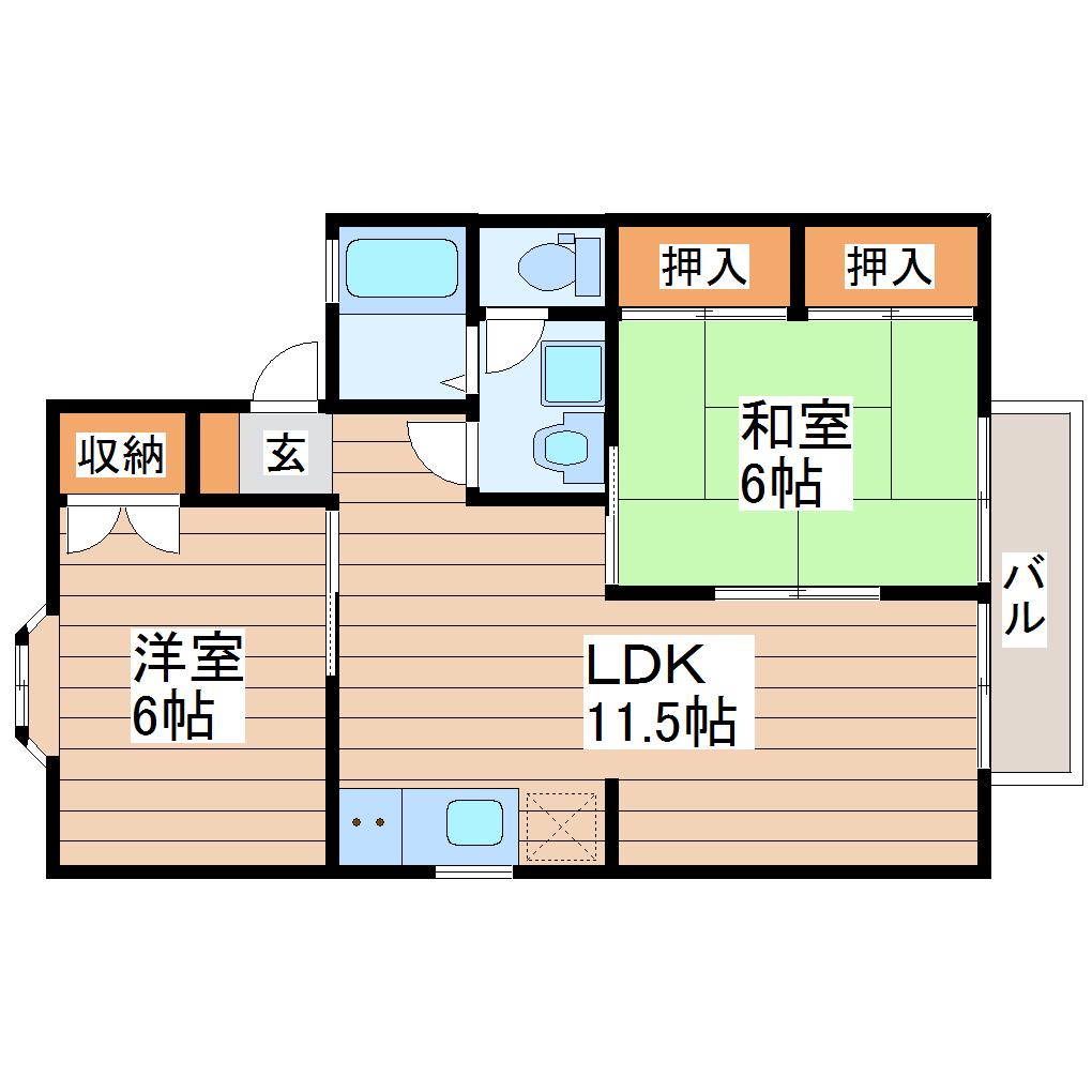 ベラカーサ(2LDK/2階)の間取り写真