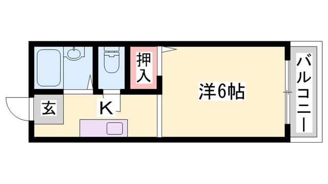 リヴェール田寺 A棟(1K/1階)の間取り写真