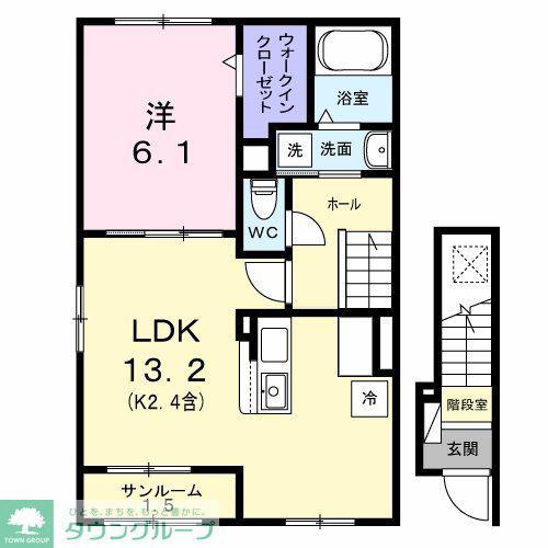 ヴィラ・グレイスII(1LDK/2階)の間取り写真