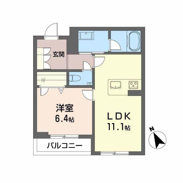 シャーメゾン下荒田(1LDK/2階)の間取り写真