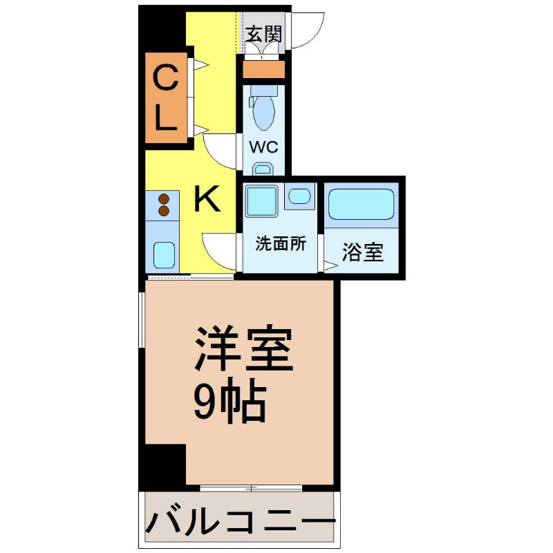 ビオラ名駅西(1K/8階)の間取り写真
