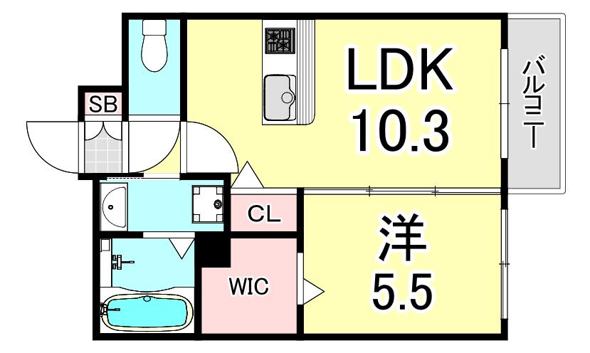 LUZ KOBE(1LDK/3階)の間取り写真