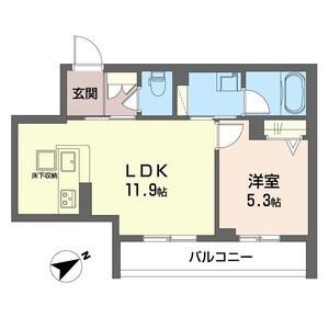 フルール(1LDK/1階)の間取り写真