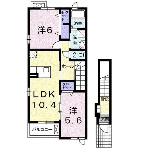 グランディール・21A(2LDK/2階)の間取り写真