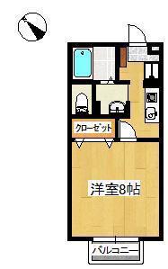 スリーポインツV(1K/1階)の間取り写真