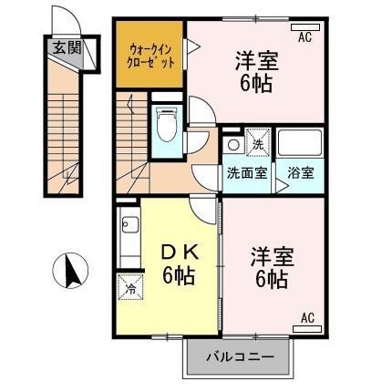 エントピア・S(2DK/2階)の間取り写真