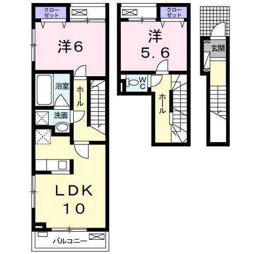フェリーチェ・ヴィータ(2LDK/2階)の間取り写真