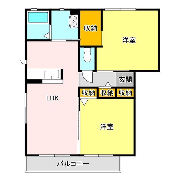 ヴィラーチェ B(2LDK/2階)の間取り写真
