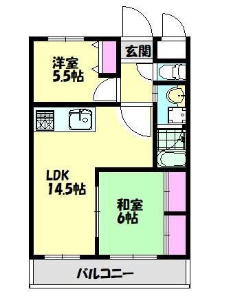 フォンテーヌ和泉(2LDK/1階)の間取り写真