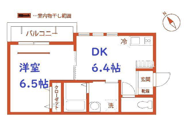 QUIET CRAB HOUSE MIX山手(1DK/3階)の間取り写真