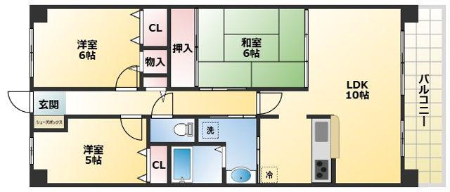 ユニハイム喜連(3LDK/2階)の間取り写真