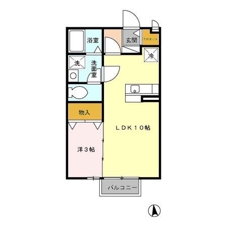 グランシャリオ宮ノ陣(1LDK/1階)の間取り写真