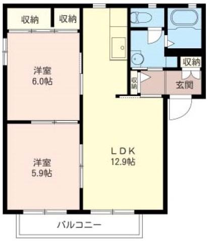 ボンヌ・シャンス弐番館(2LDK/1階)の間取り写真