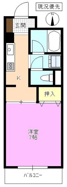 石芝イン・北(1K/1階)の間取り写真